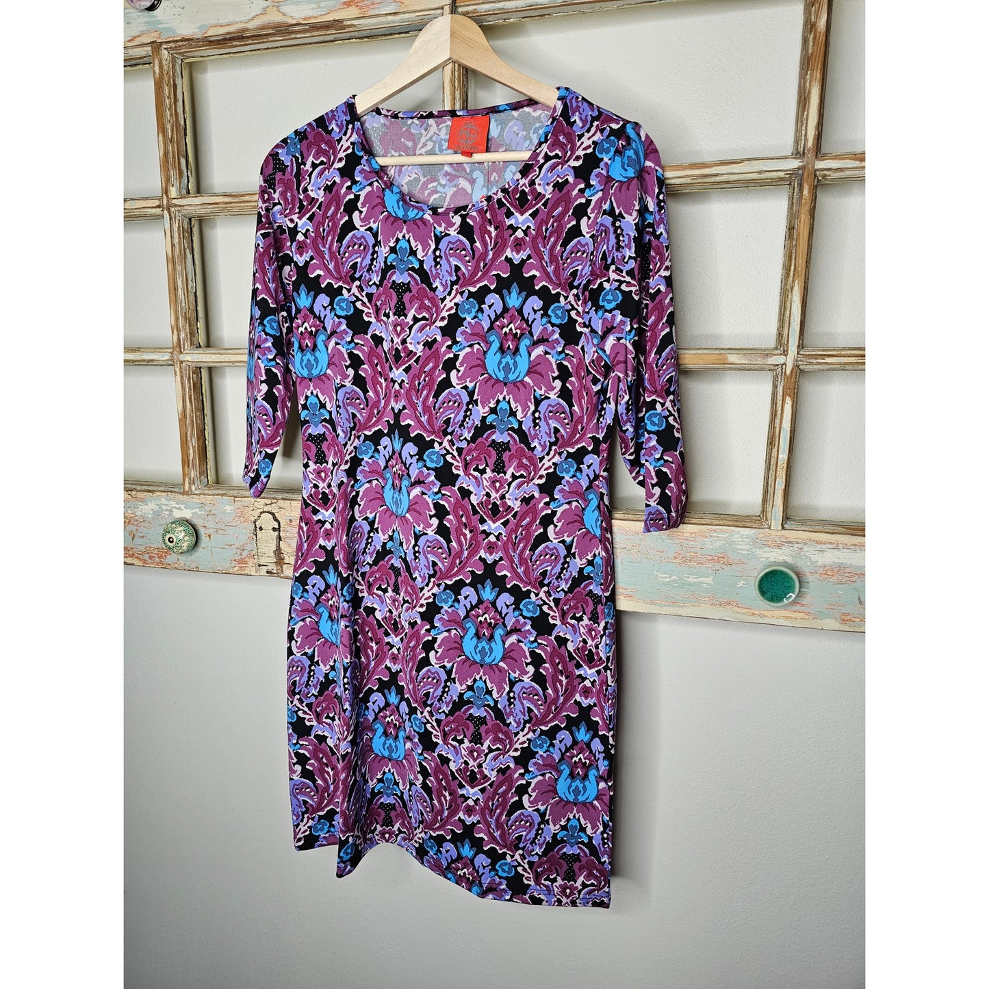 NWT Tracy Negoshian Floral Fall Knee Length Dress 3/4 Sleeve Size Small