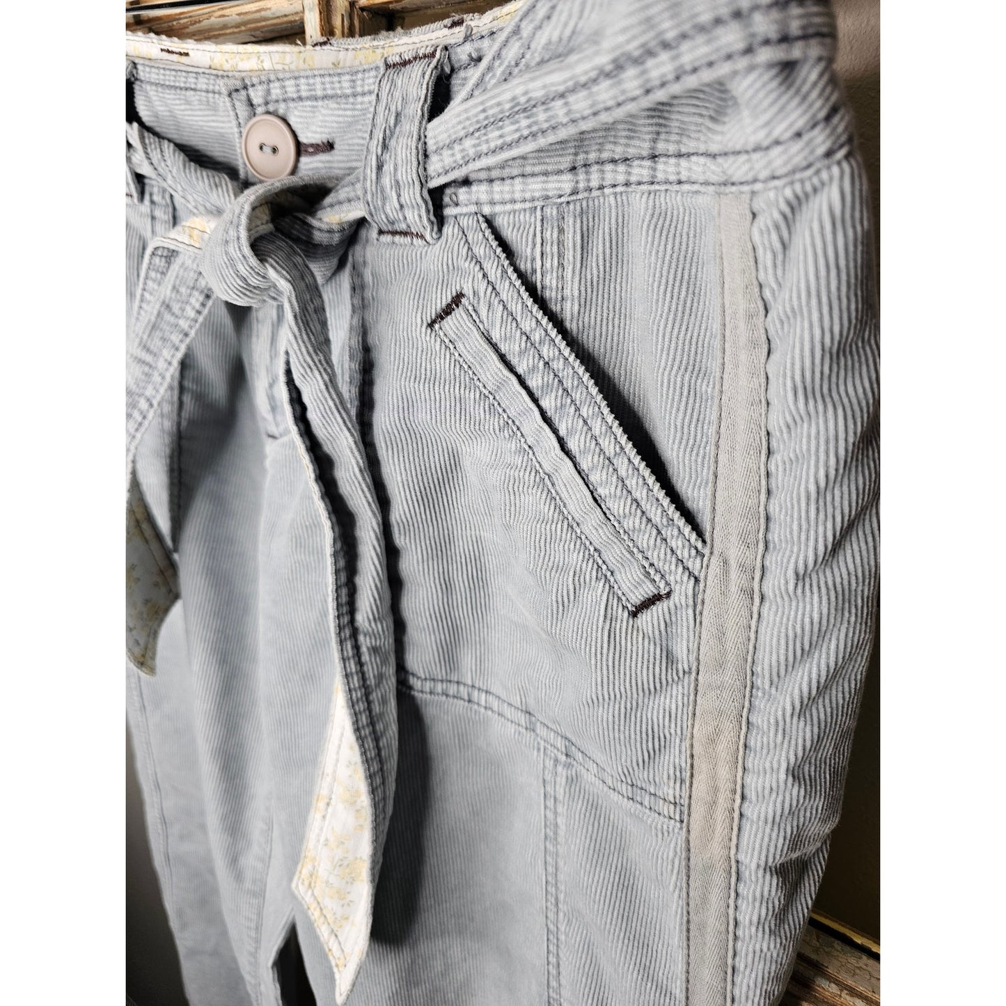 HEI HEI Anthropologie Wide Leg Light Blue Corduroy Pants Size 2