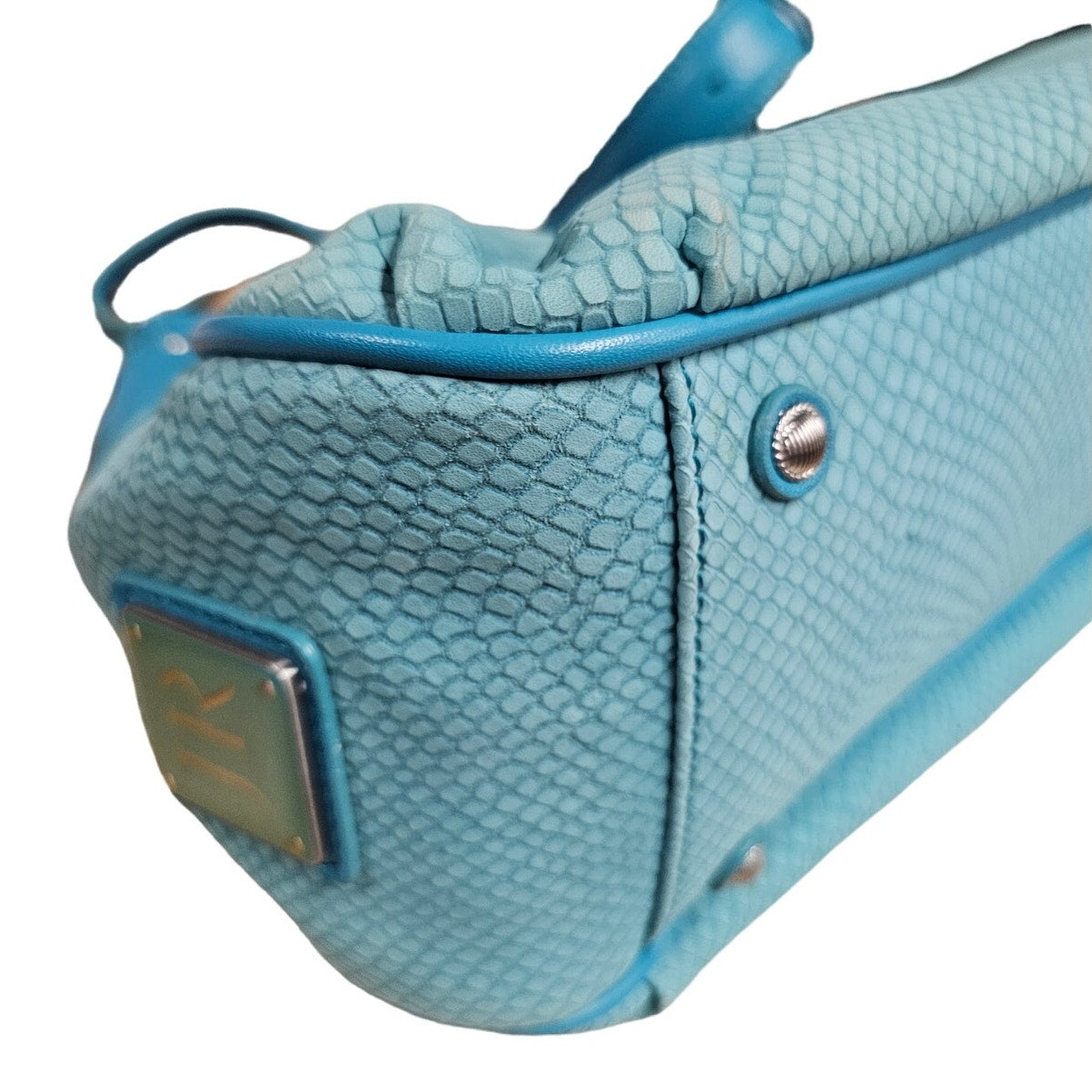 Judith Ripka Turquoise Suede Snakeskin leather Hoho Shoulder Bag Purse wi/ Dust bag