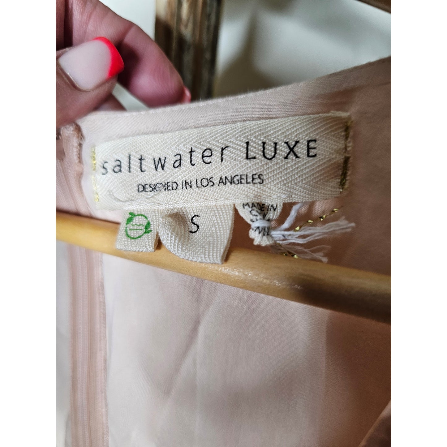 Saltwater Lux Satin Midi Dress Puff Sleeves Ruffled Bottom Size Small