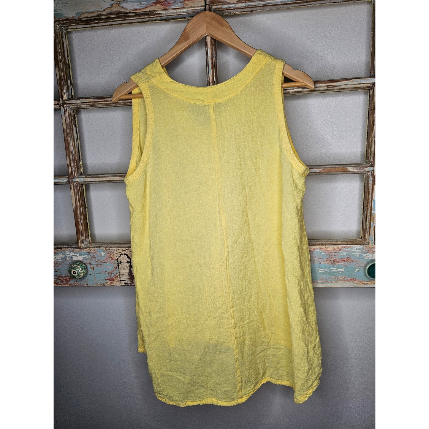 CottonWays Yellow Sleeveless V-neck high/low top ladies size S/M