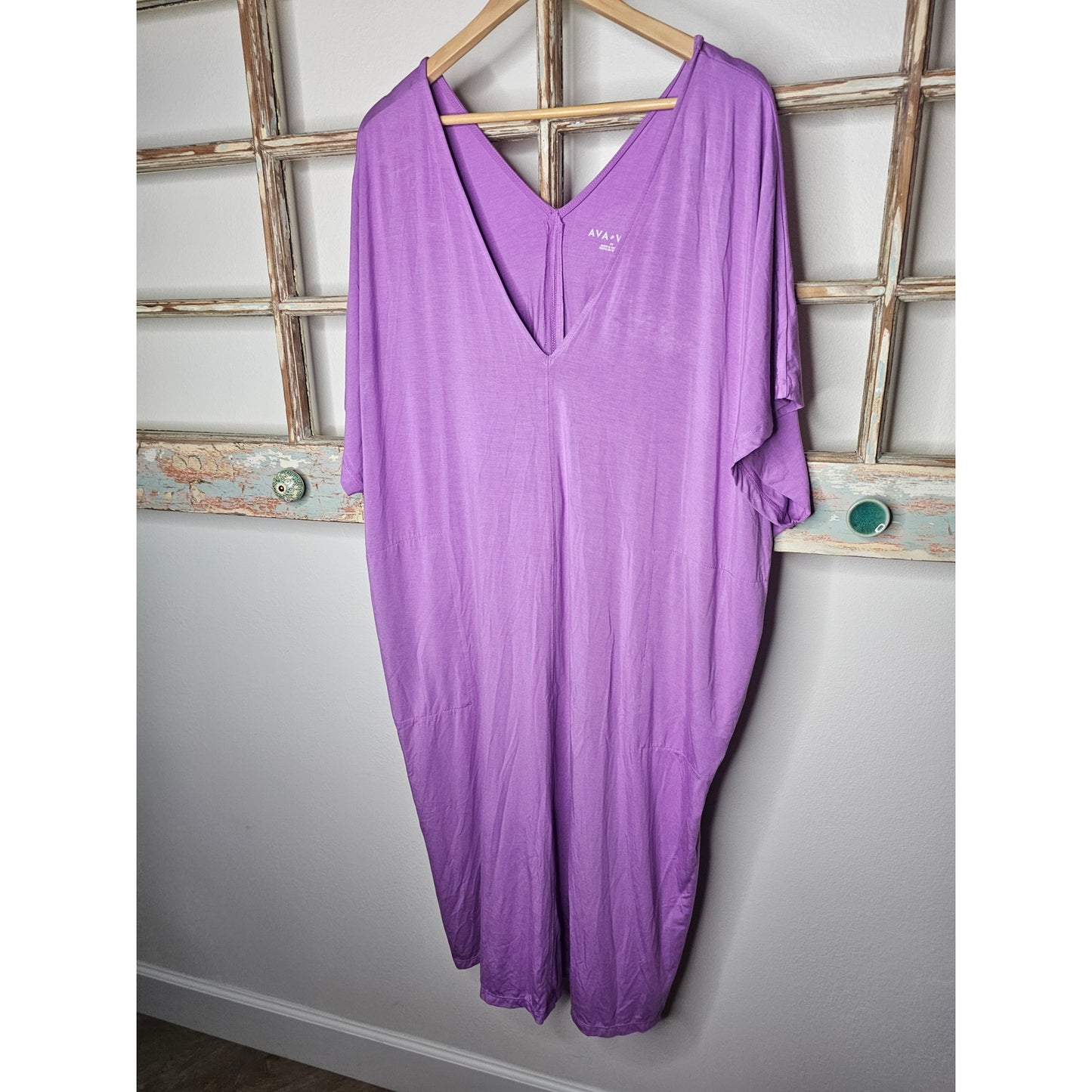 NWOT Ava & Viv Purple Kaftan Side Slits / Pockets Ladies size 2x