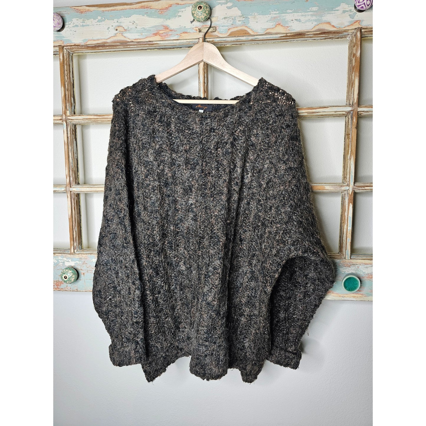 Margo Black Brown Animal Hair Long Sleeve Sweater Ladies size XL
