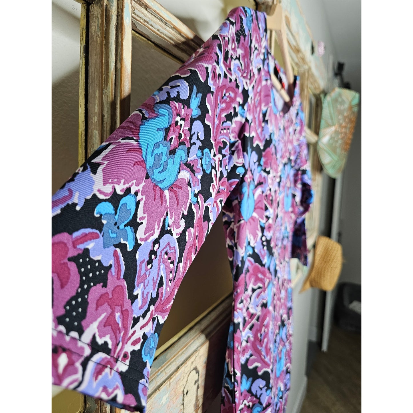 NWT Tracy Negoshian Floral Fall Knee Length Dress 3/4 Sleeve Size Small
