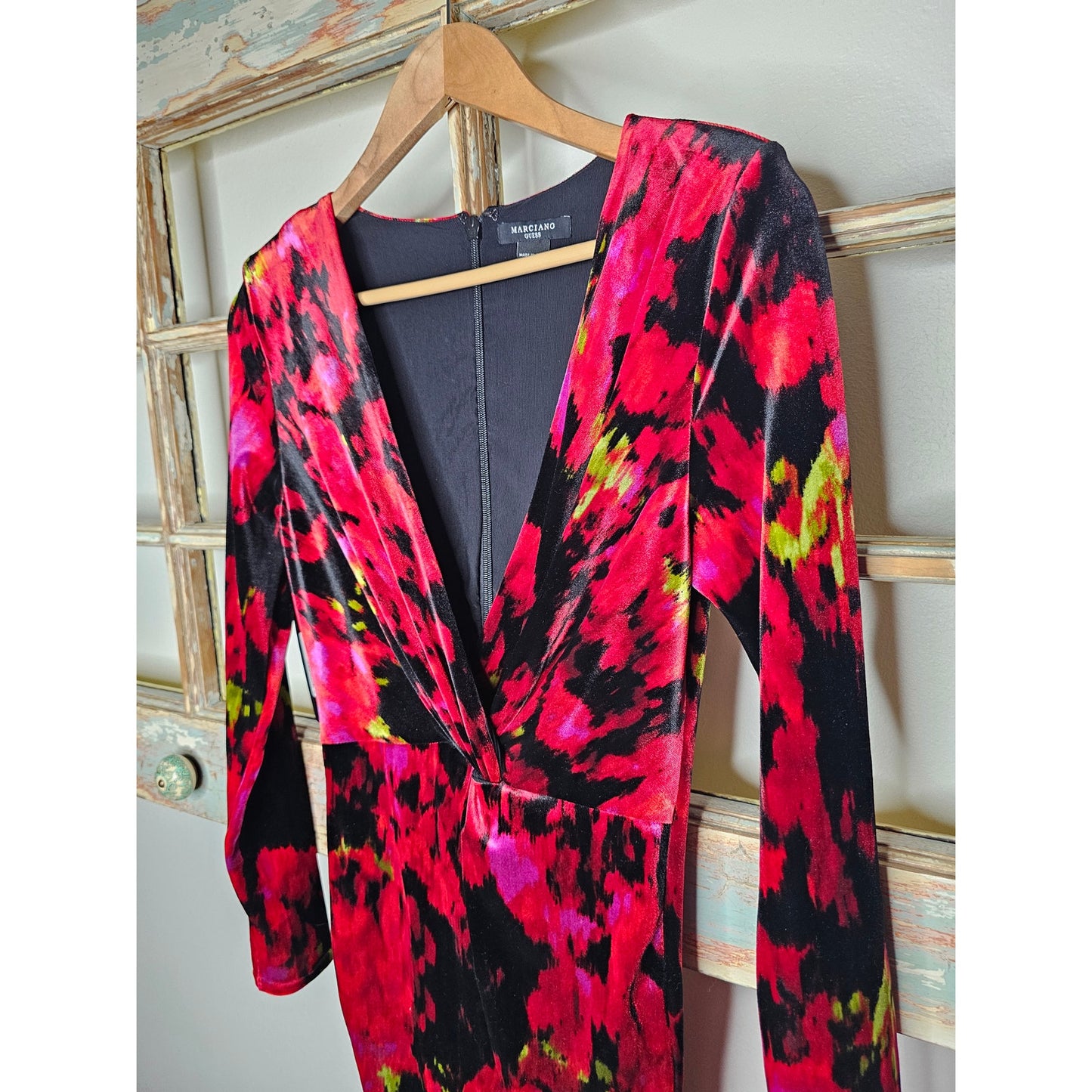 NWT Marciano Red Rhapsody Velour Dress Ladies Size Small