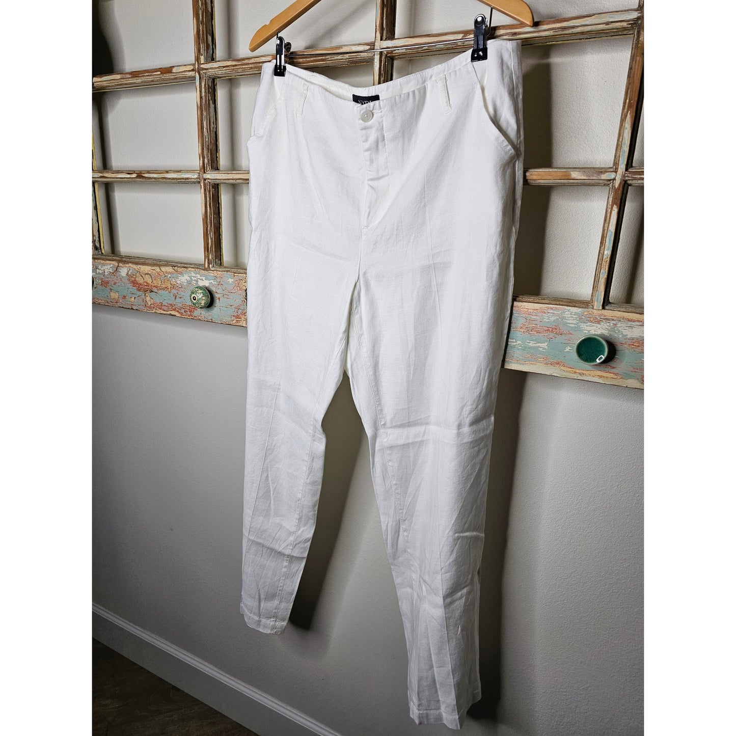 NWT NYDJ Optic white Linen Blend Lift/Tuck Pants Ladies size 14