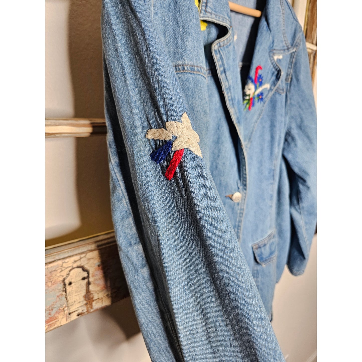 Vintage Denim & Co. Embroidered Blazer W/ Yellow Ribbon/ Solder Military Size 1x