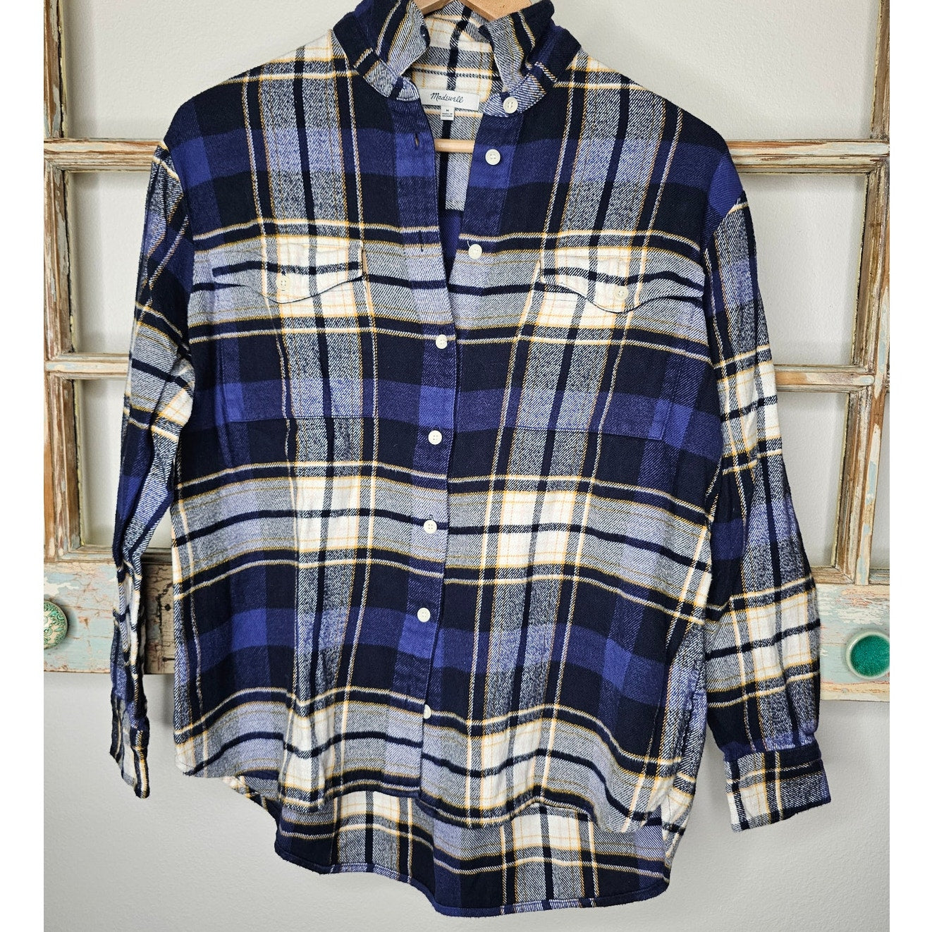 Madewell Plaid Flannel Long sleeve Button Up Shirt Size Medium