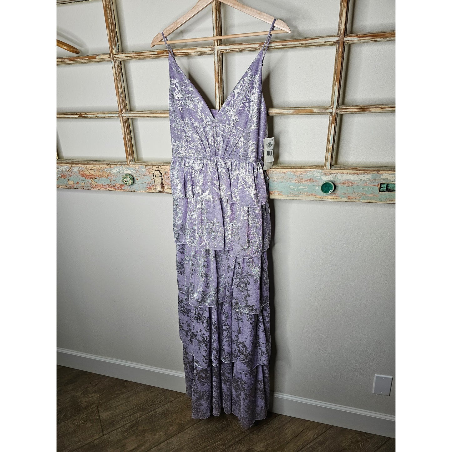 NWT Aidan by Aidan Mattox Metallic Tiered Evening Dress Size 4