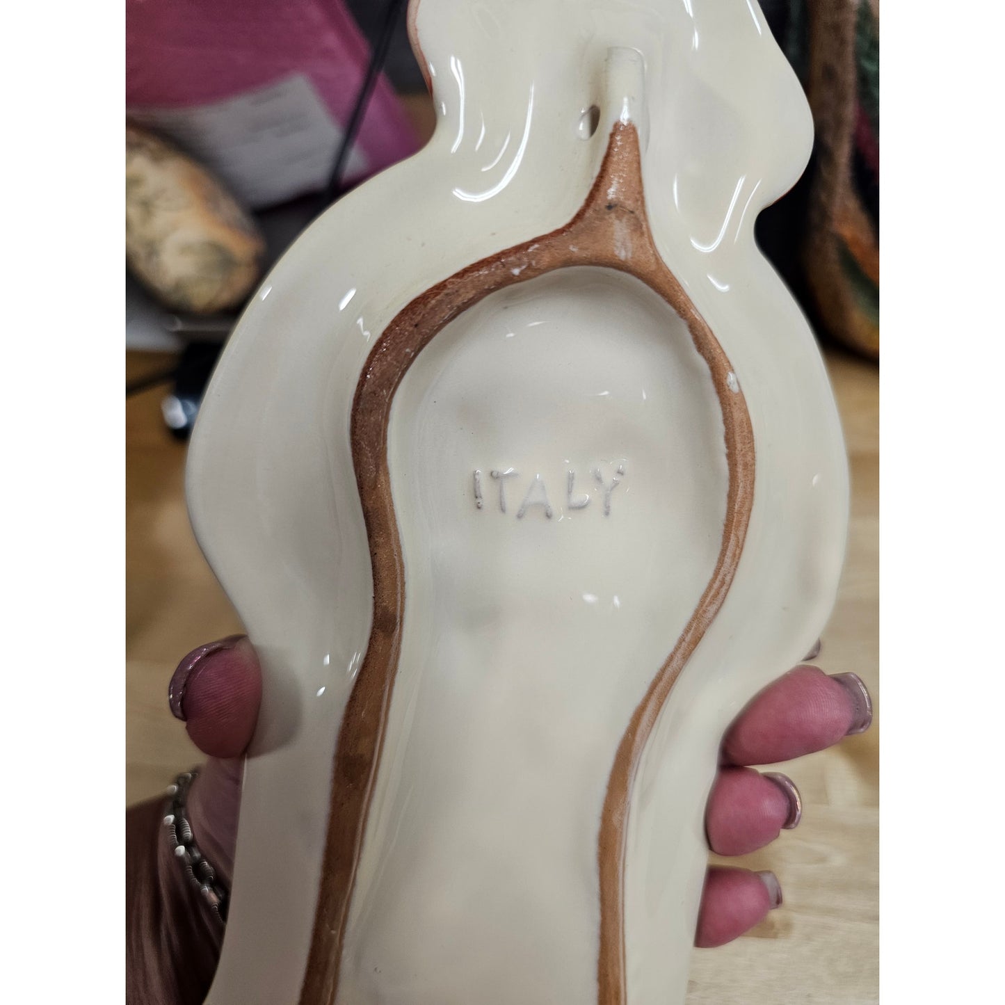 Vintage Ceramic Italian Spoon Rest/ Wall Hanging Italian Woman with Fish