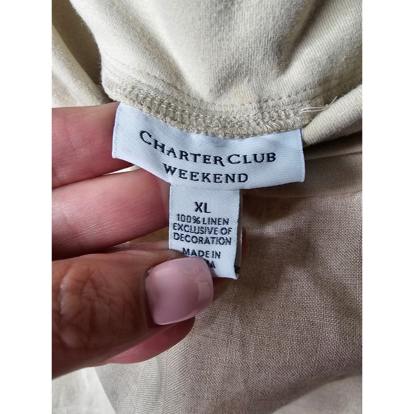 NWT Linen Straight Leg Pants in Flax with Elastic roll down waist Ladies size XL