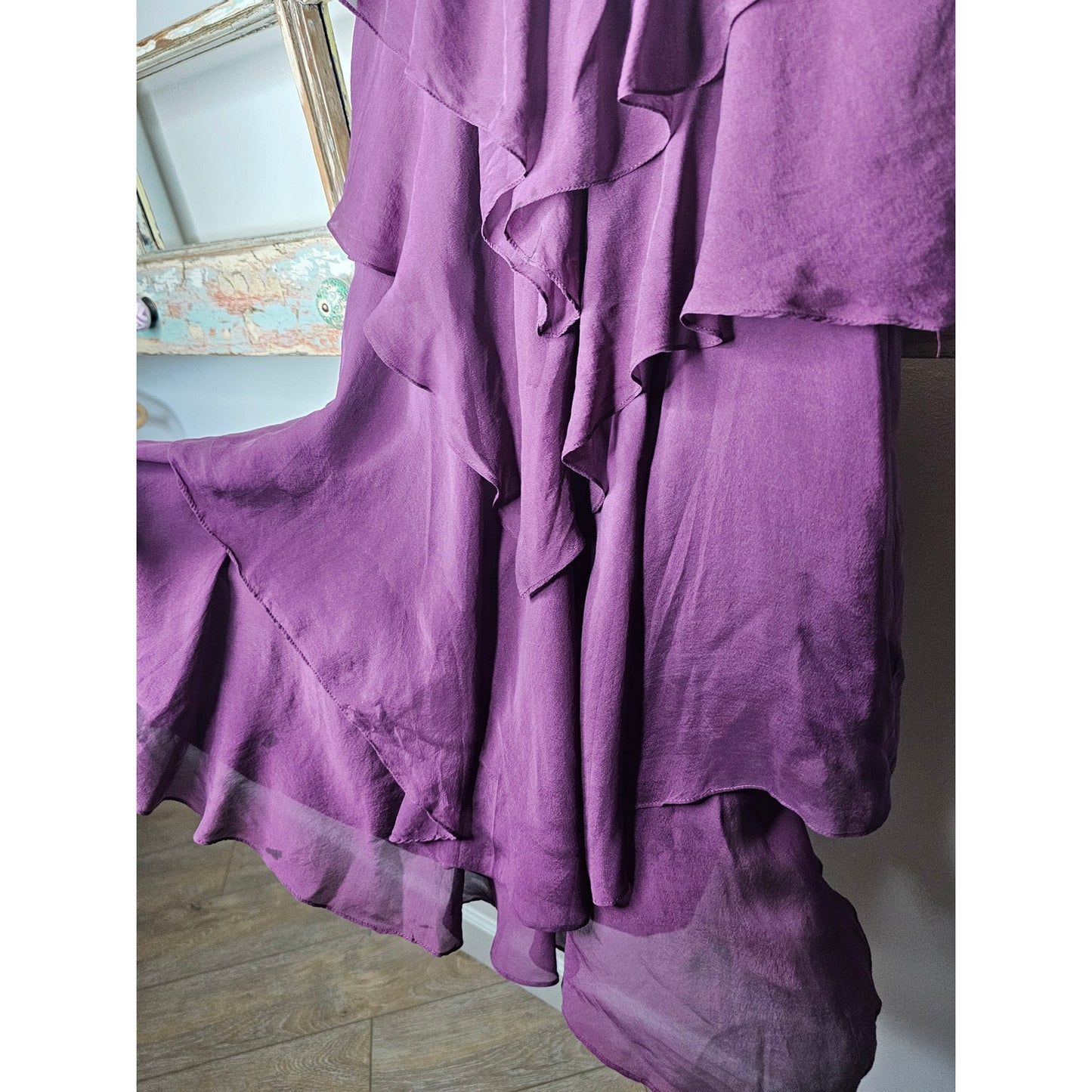 Rebecca Taylor Lined 100% Silk Spaghetti Strap Tiered Dress Size 6