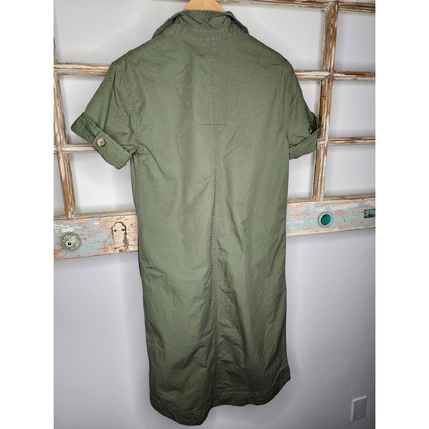 Gap Army Green Shirttail Hem Dress Ladies Size XS with pockets