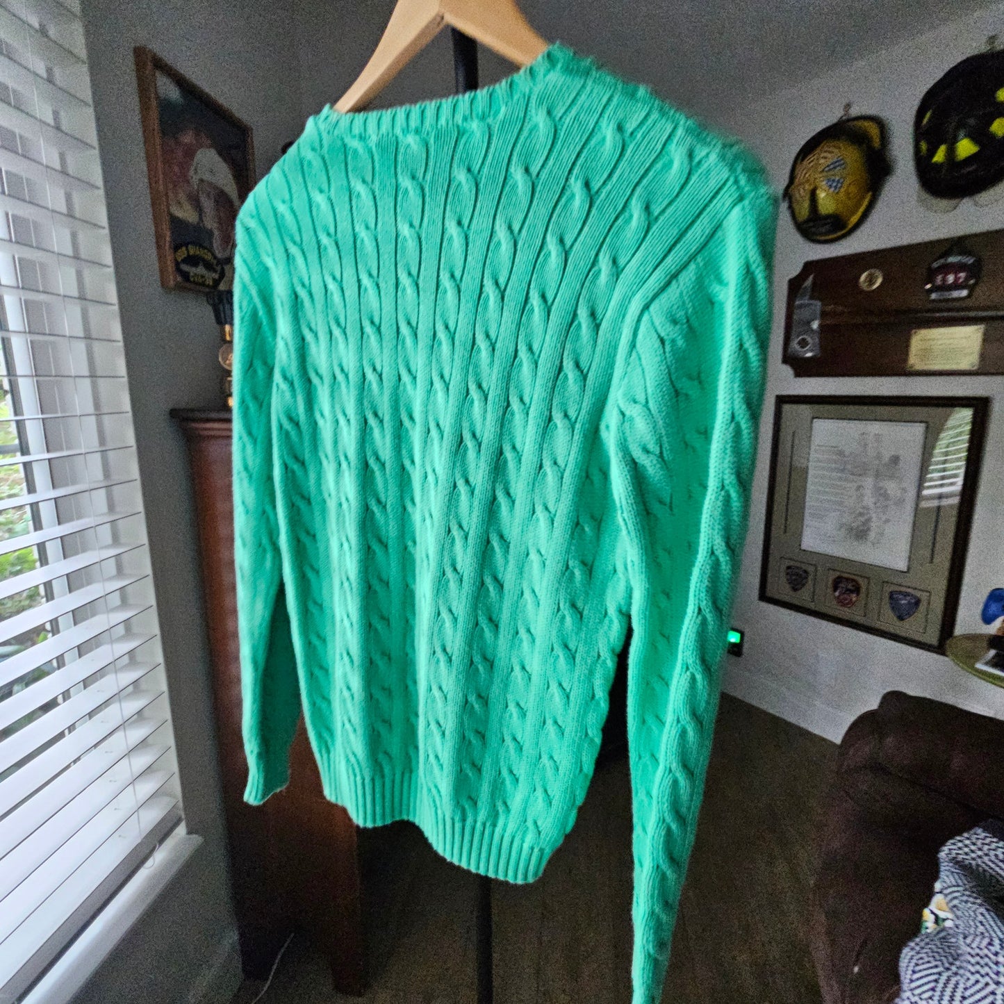 POLO Ralp Lauren Ladies Green Cable Knit Sweater Size Small