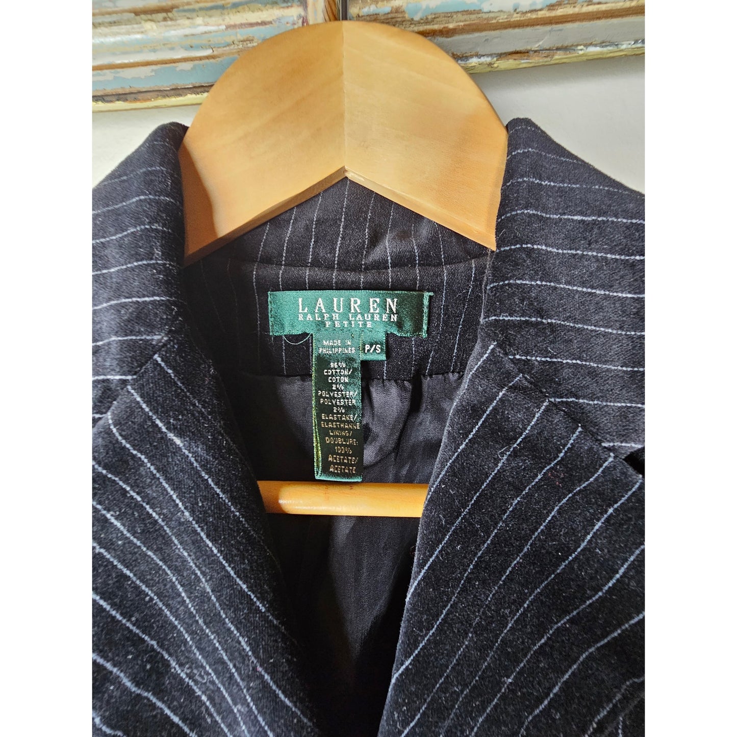 Lauren Ralph Lauren Black Velvet Blazer with Pinstripes Ladies size Small