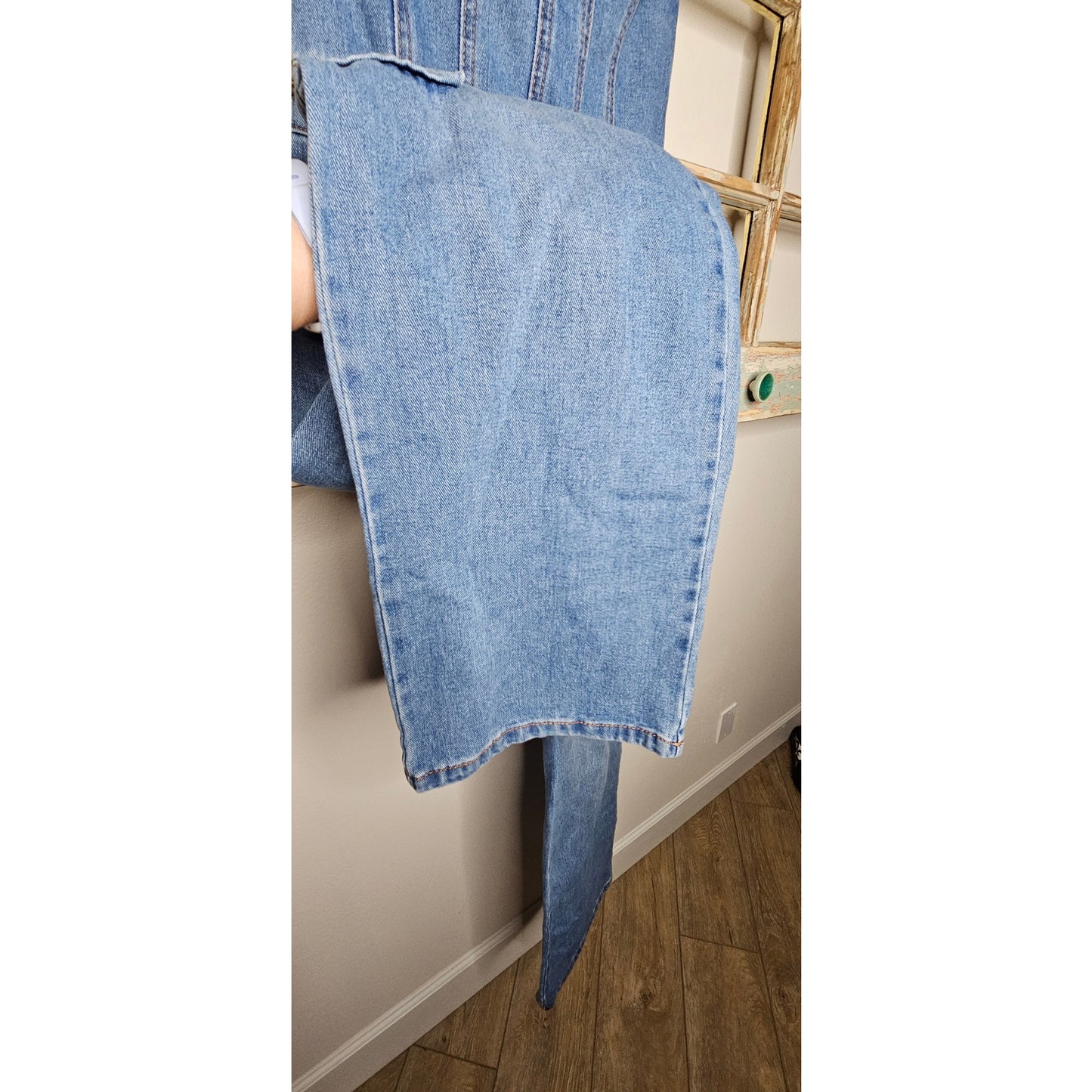 NWT Denim Strapless Bustier Jumper Cargo Style Pants Size XXS
