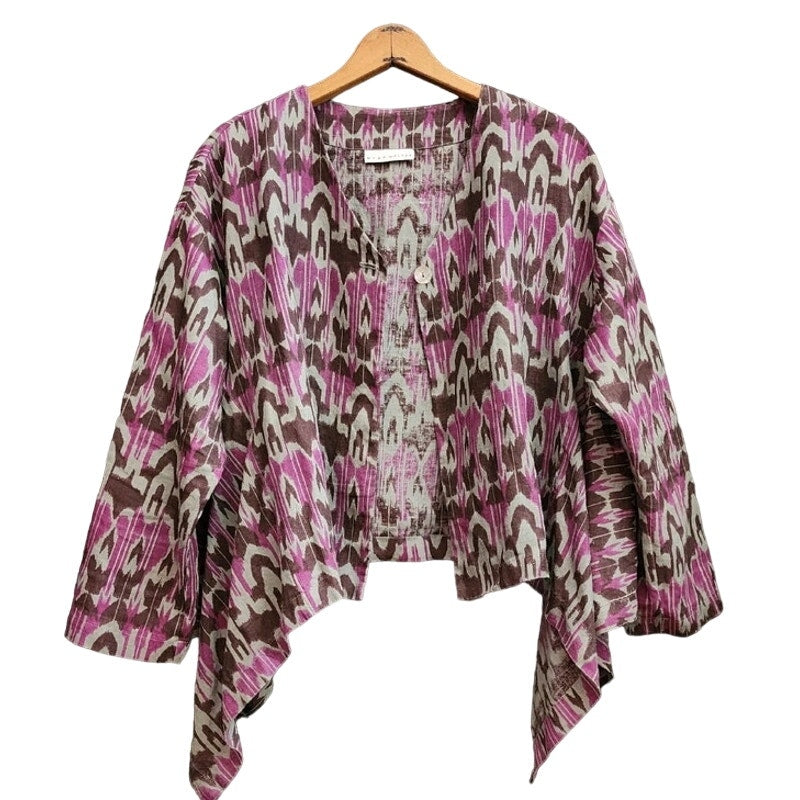 Bryn Walker Linen Ikat Print One Button Over shirt Ladies size Medium