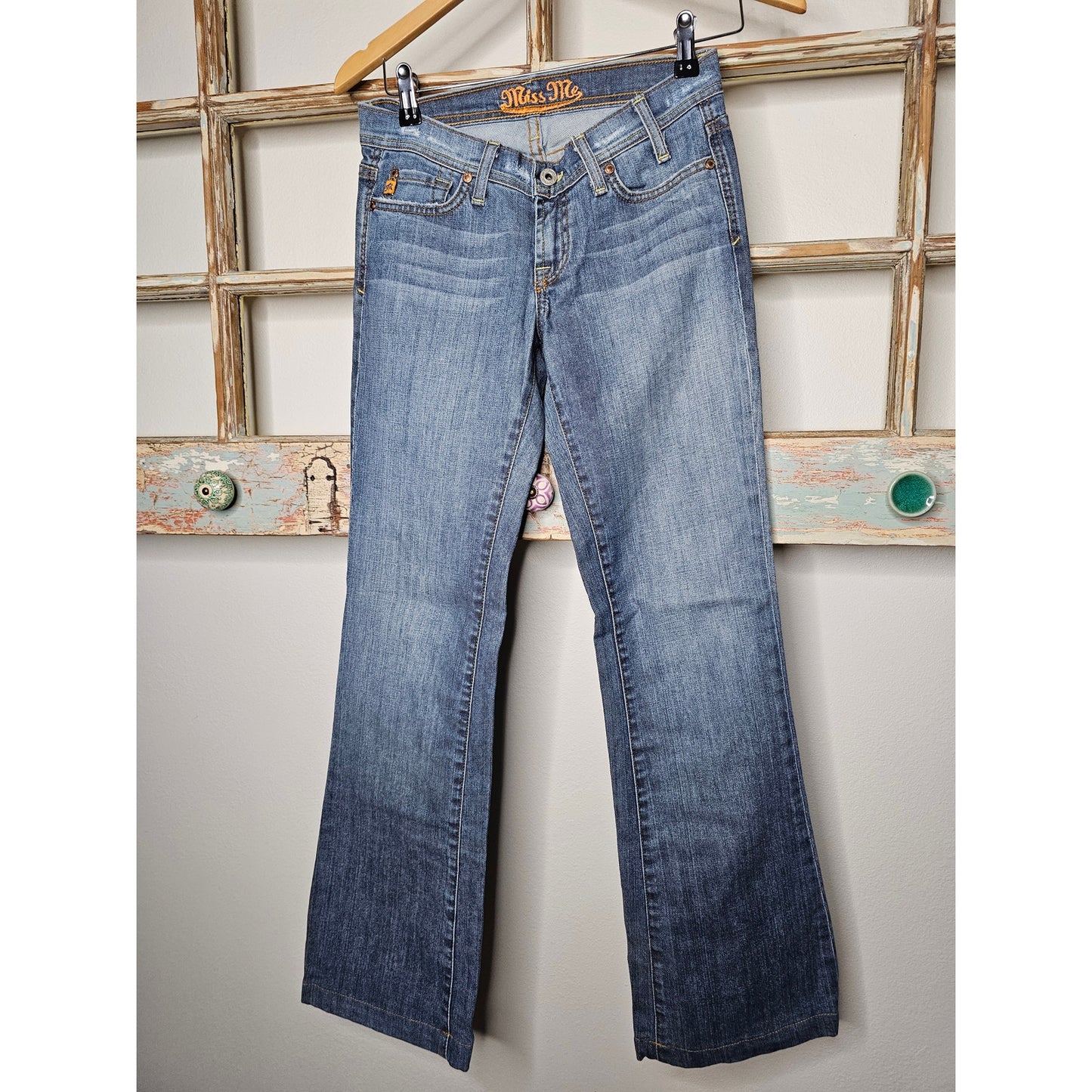Miss Me Jeans Bootcut Blue/ Orange Floral Embroidery Ladies size 26