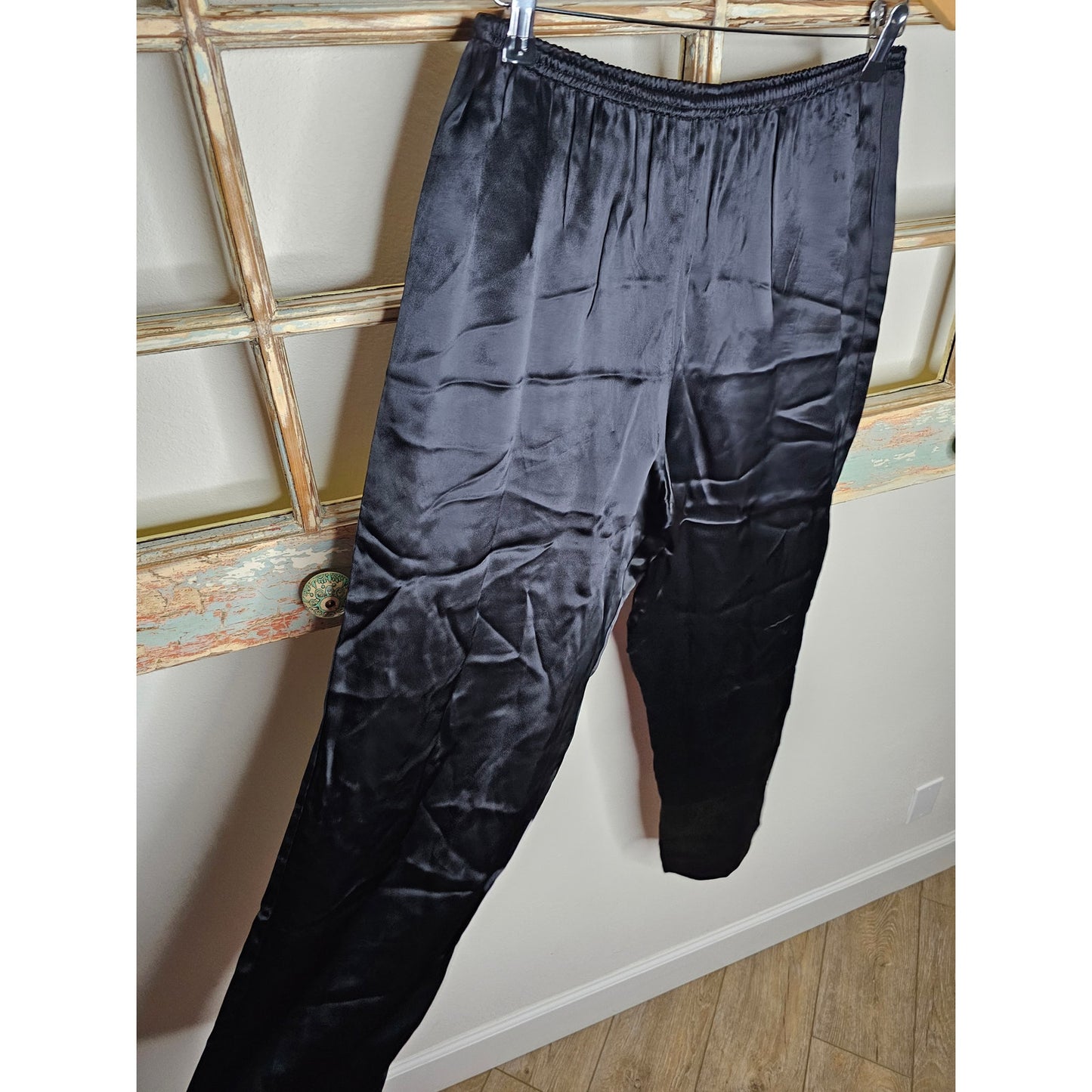 Citron Boho Black Flowy Lightweight Elastic Waist Pants size Medium