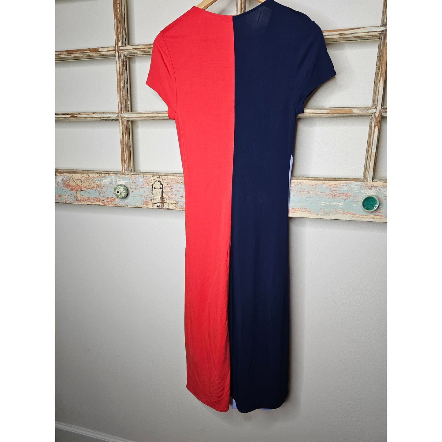 Tory Burch Walden Asymmetrical Color block Midi Dress Ladies Size Small