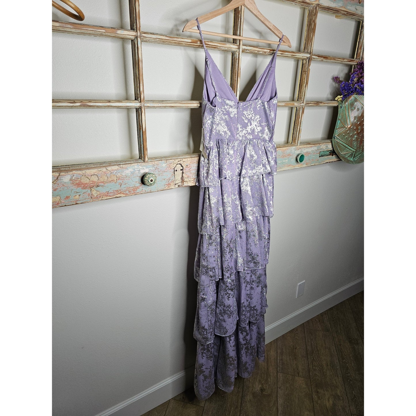 NWT Aidan by Aidan Mattox Metallic Tiered Evening Dress Size 4