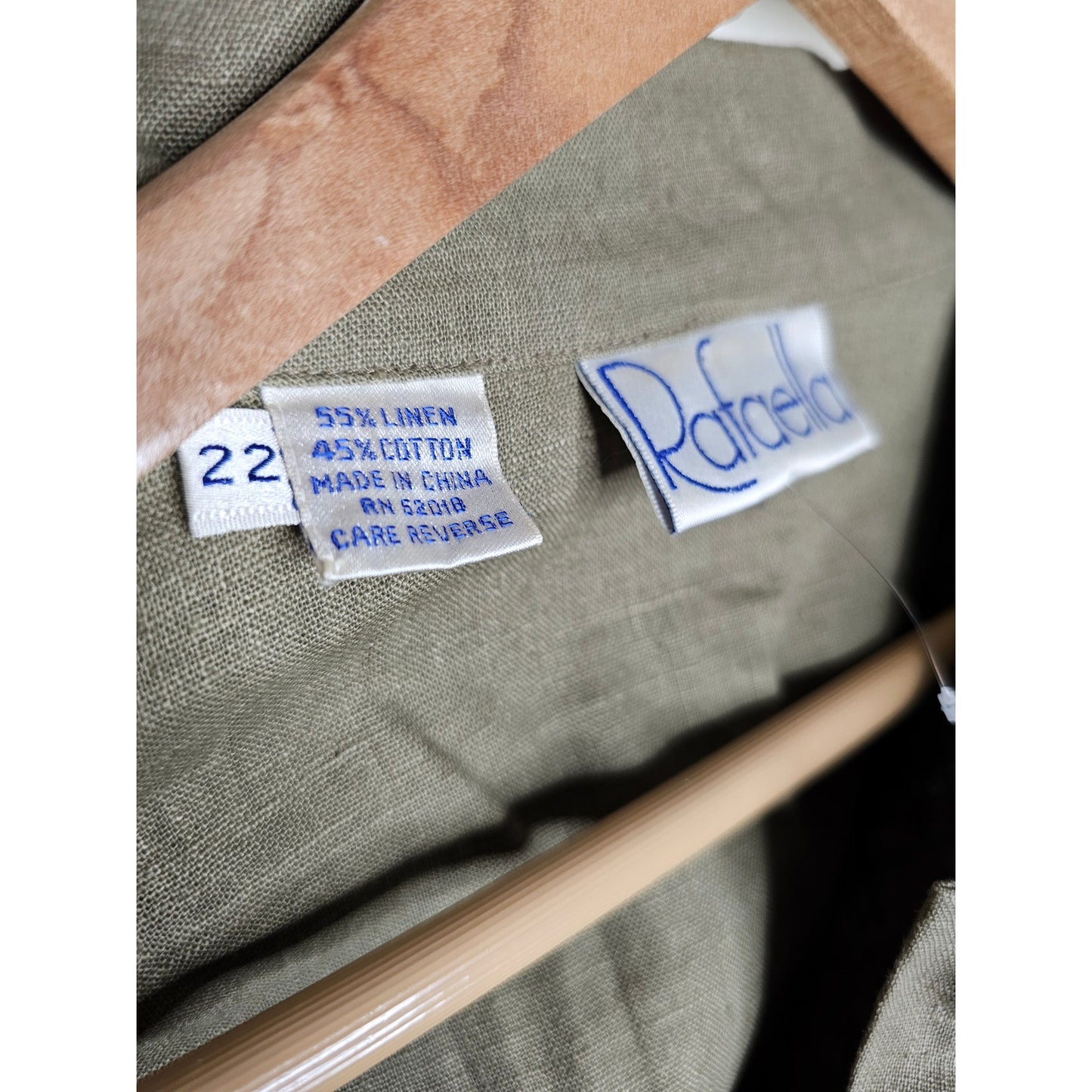 Linen Khaki Button Up Utility Style Jacket Ladies size 22