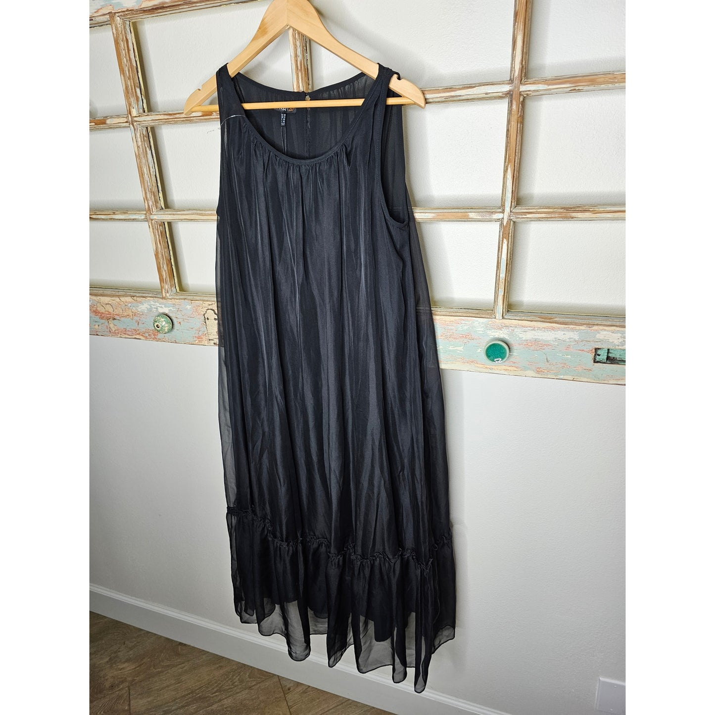 NWT APART Black Sleeveless Dress slip dress with Sheer overlay Size 8