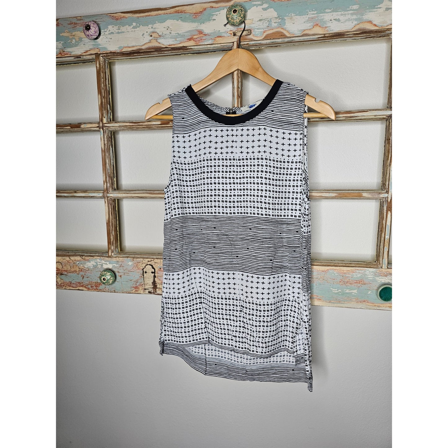 Madewell Black/White Refined Tank Top Hashtag Stripe Ladies size Medium