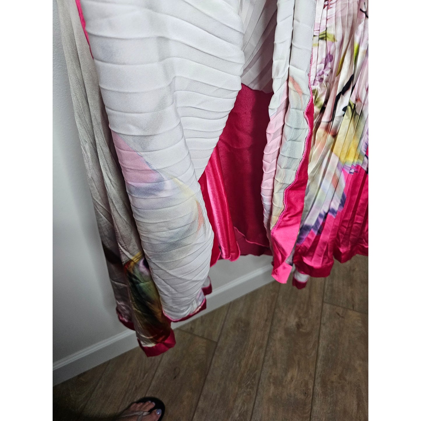 Custom Made Dress Watercolor Abstract Design Strapless Pleated Dress size 3X