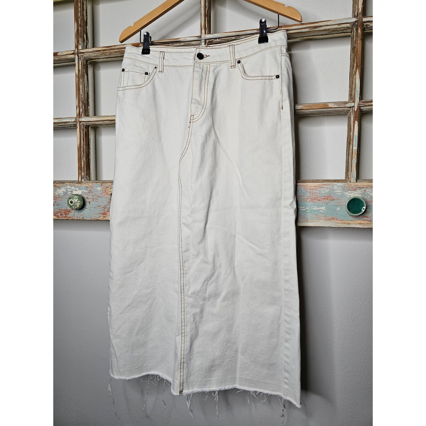 Future Collective W/ Reese Blutstein Midi Denim Skirt Size 8