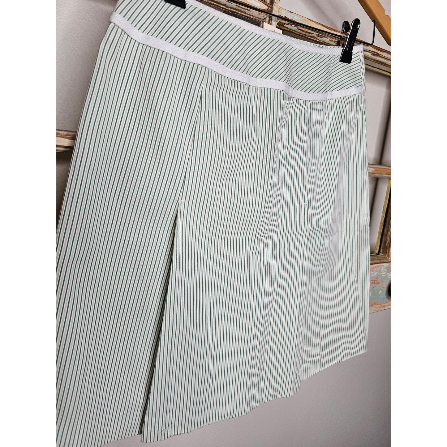 NWT Ann Taylor Loft Green & White Striped Tennis Style Skirt Size 0 Petite
