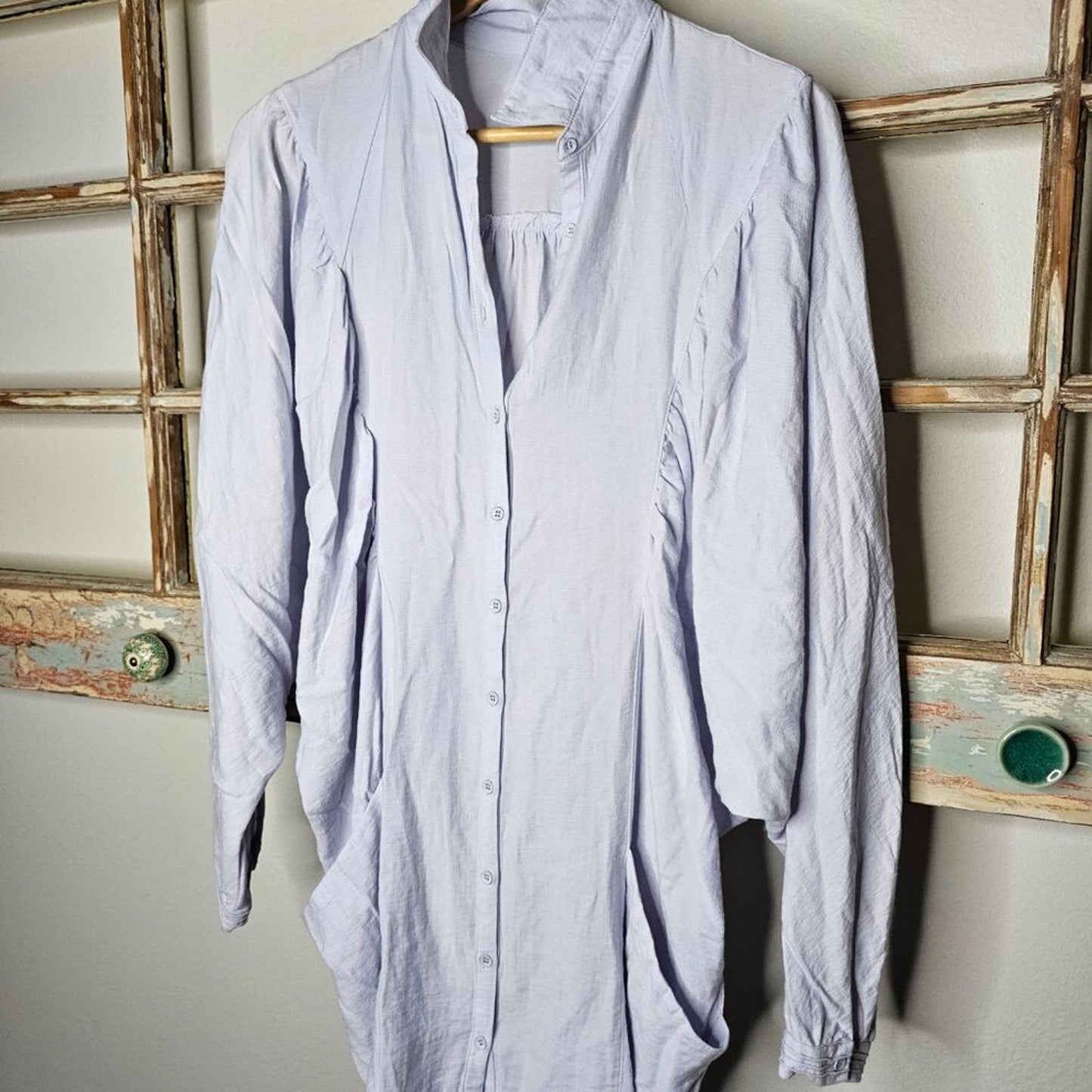 Free People Light Lilac Oversized Button Up W/ Slouchy Pockets Ladies Size Small