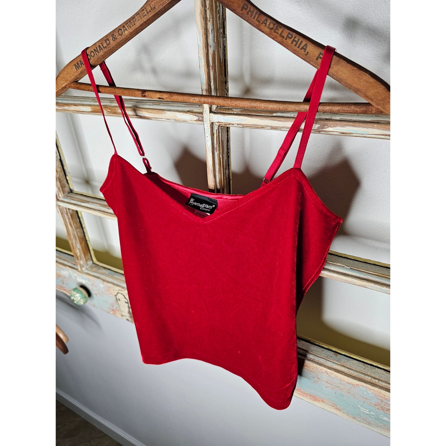 Pajamagram Tank Top Womans Size Small Red Velvet Adjustable straps
