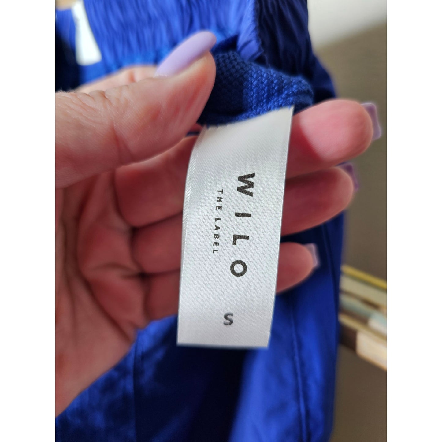 Wilo Cobalt Blue Nylon Track Pants elastic bottoms & waist W/ cinch Size Small