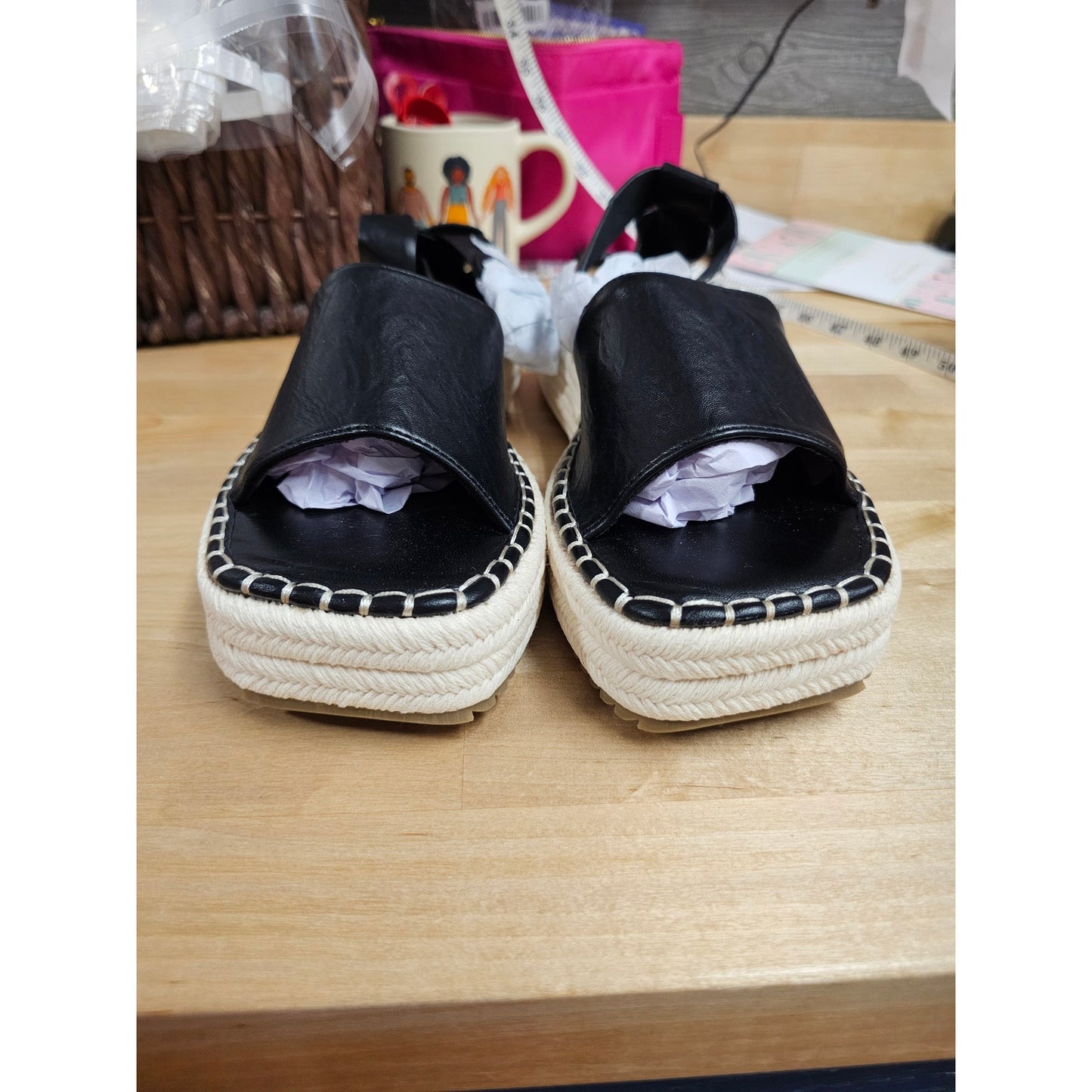 NWT Asos Design Joyful Flatform Espadrilles in black ladies size 7