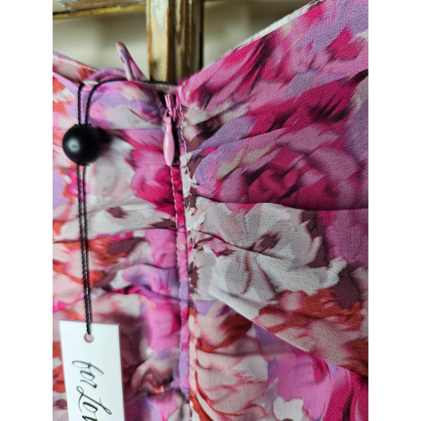 NWT For Love & Lemons Annabelle Mini Skirt Pink Floral Size Small