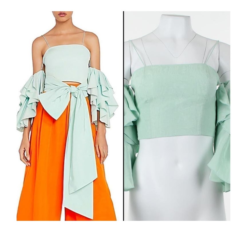 NWT Alice + Olivia Nakia Cold Shoulder Crop Top in Mint Ladies size 8