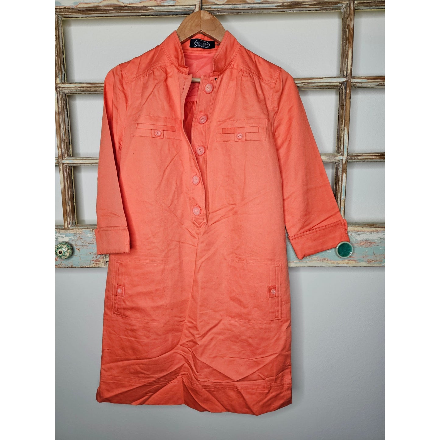 Magaschoni NY Coral Denim Dress 3/4 Sleeves Pullover Ladies size 10