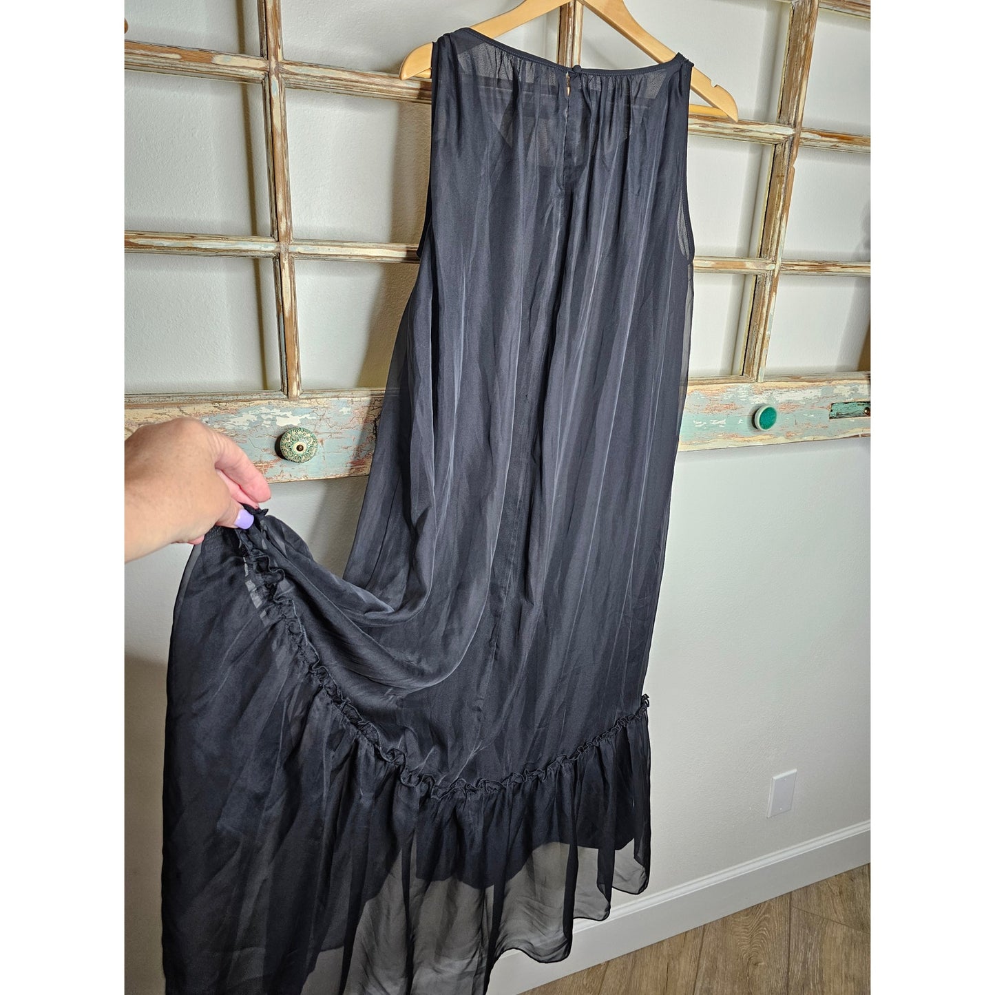NWT APART Black Sleeveless Dress slip dress with Sheer overlay Size 8