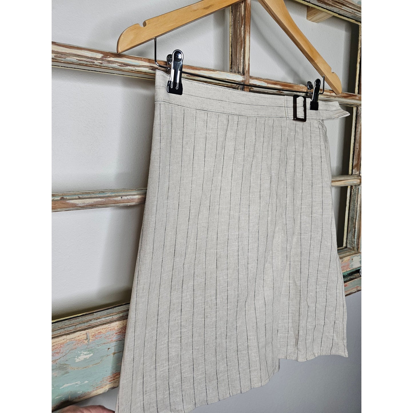 NWT Max Studio Linen Blend Lightweight Pinstripe Mini Skirt Size Small