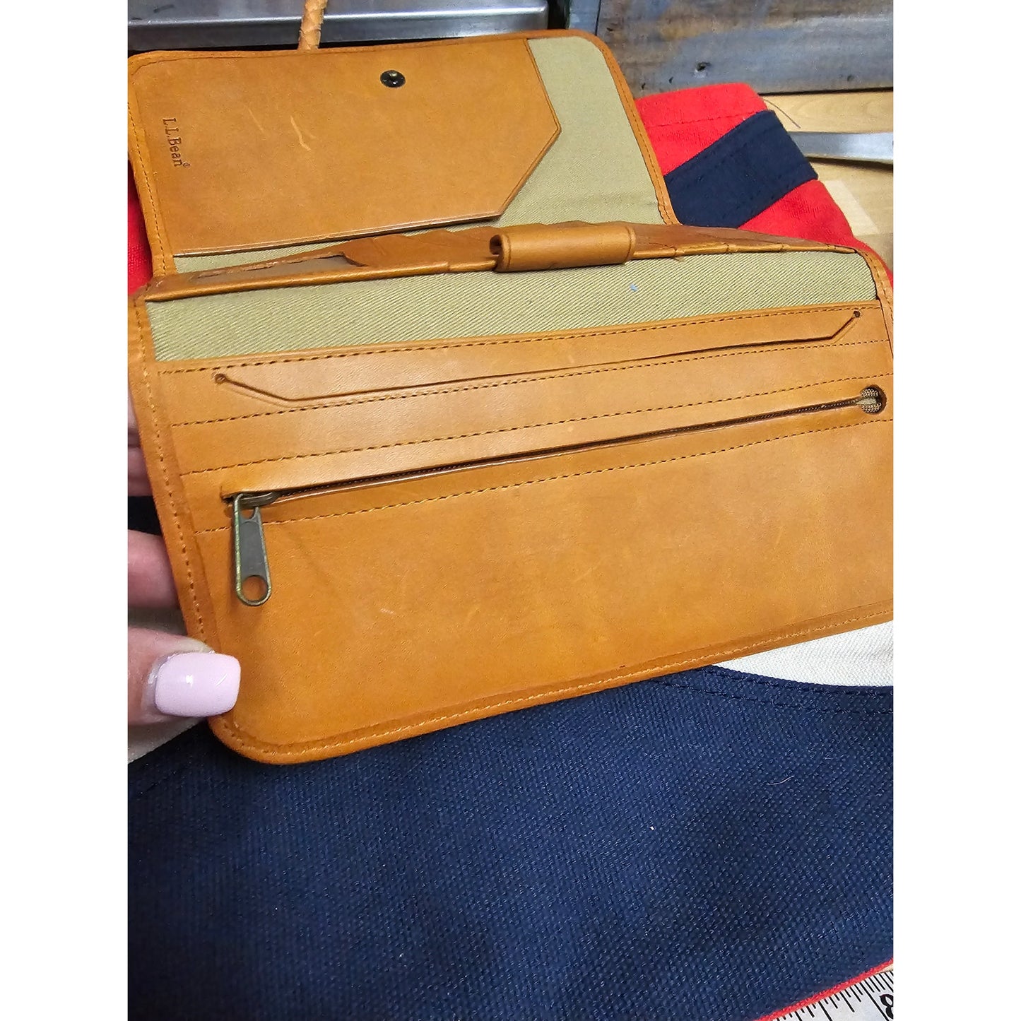 LL Bean Canvas/ leather Travel Passport ID Organizer for man or woman
