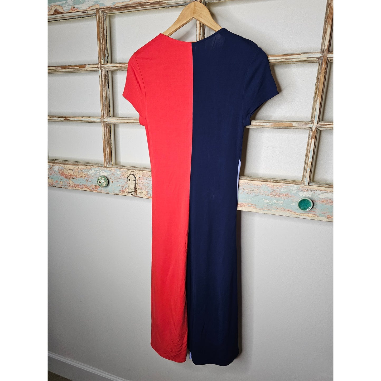 Tory Burch Walden Asymmetrical Color block Midi Dress Ladies Size Small