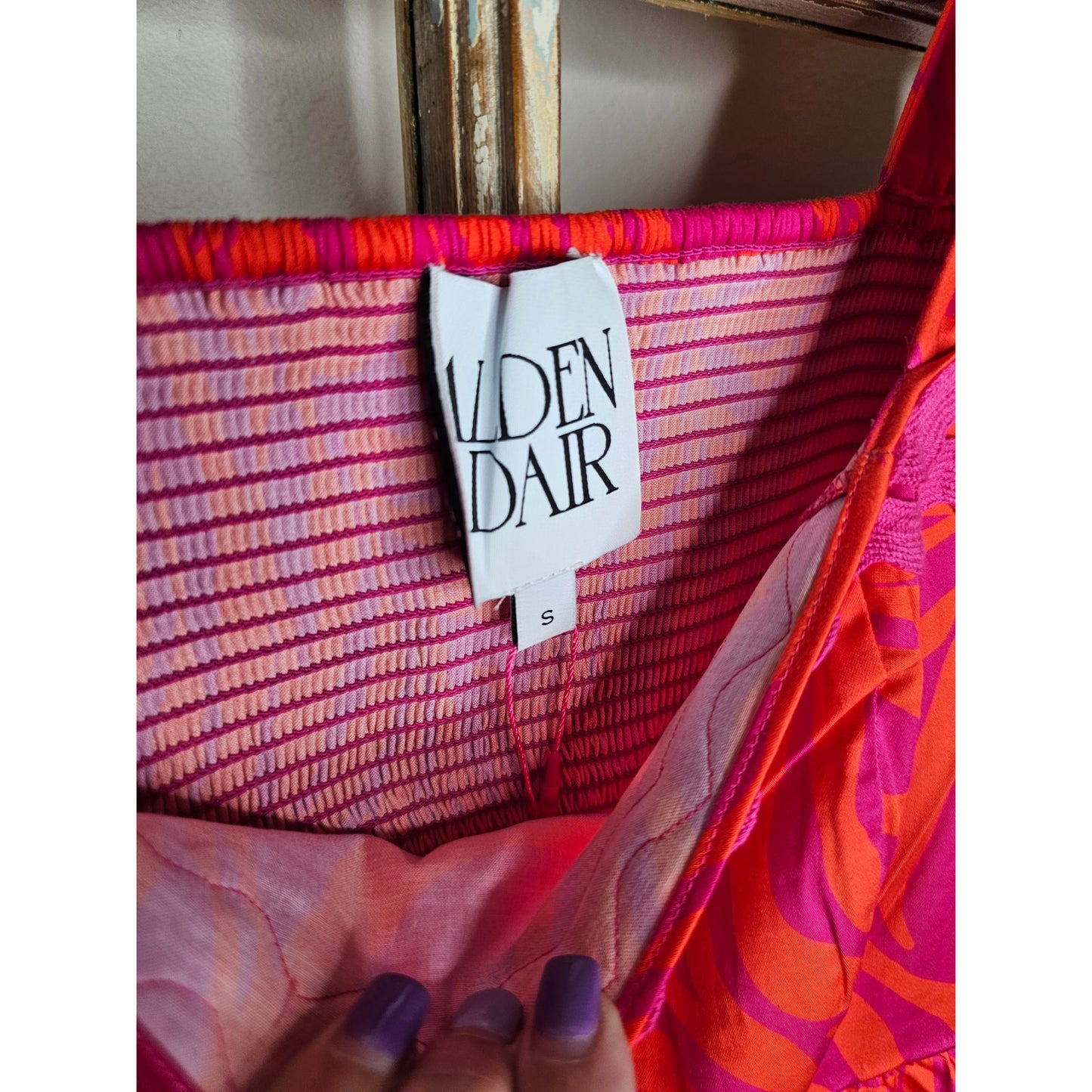 NWT Alden Adair Mia Cotton Tiered Zebra Dress in Pink/Red Ladies Size Small