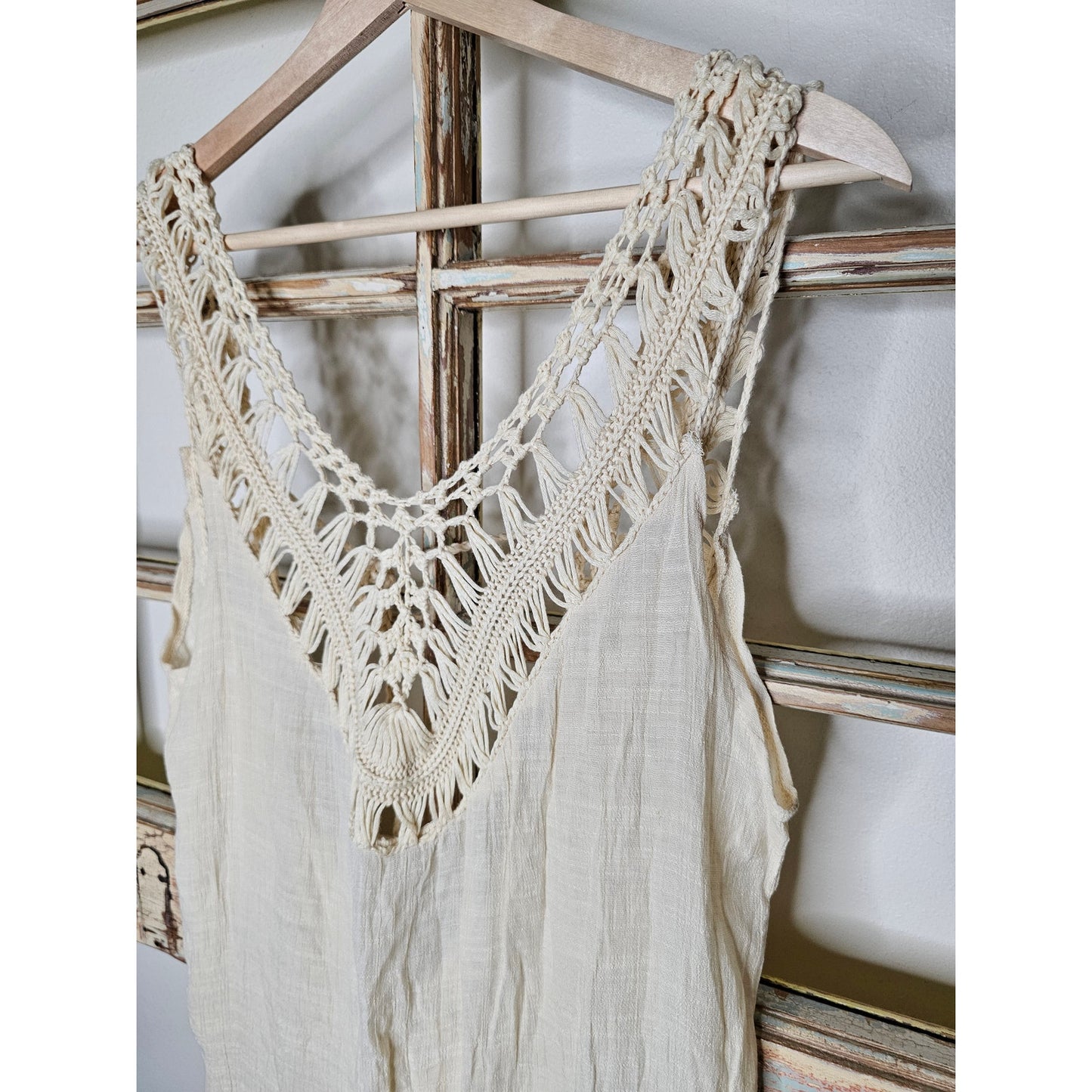 Floerns Women's Sleeveless V Neck Slit Hem Crochet Cover Up Dress size Medium