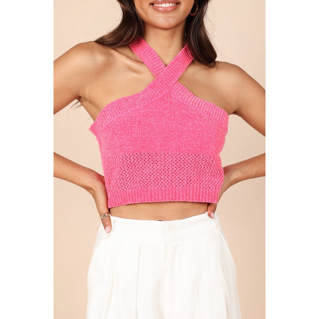 NWT Zara Pink Knit Crop Tank Top Ladies Size Large