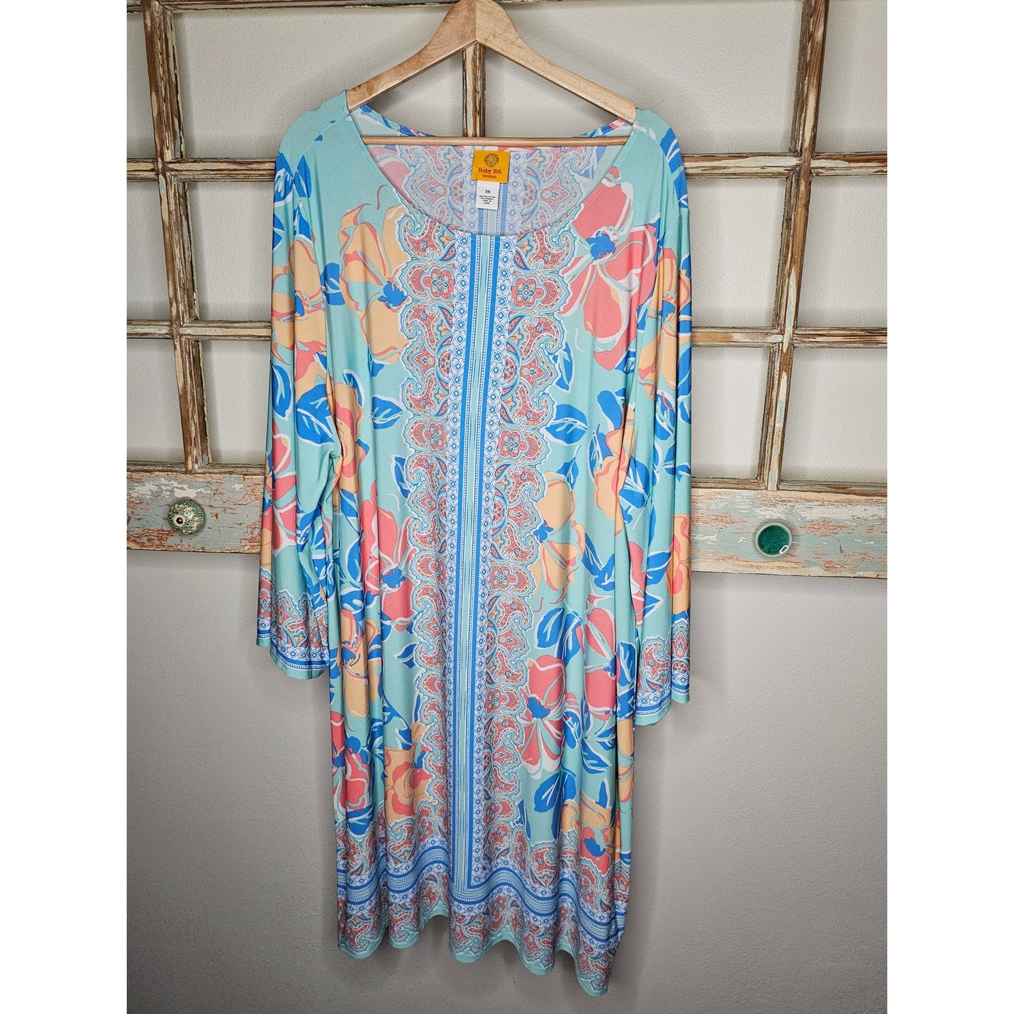 Ruby Rd. 3/4 Wide Sleeve Colorful Shift Dress in Ladies size 3X