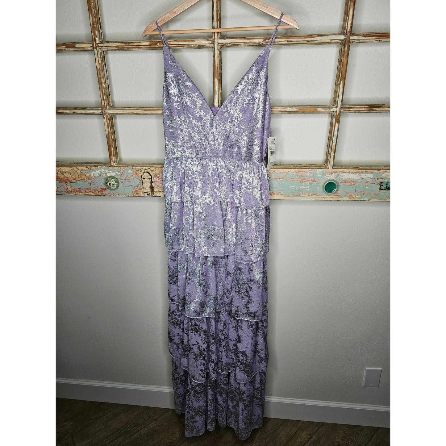 NWT Aidan by Aidan Mattox Metallic Tiered Evening Dress Size 4