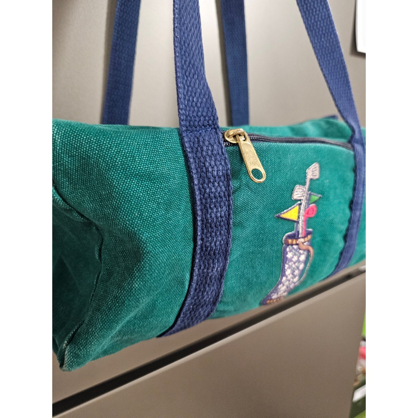 Vitage Canvas Kelly Green Golf Embroidered Shoulder Bag
