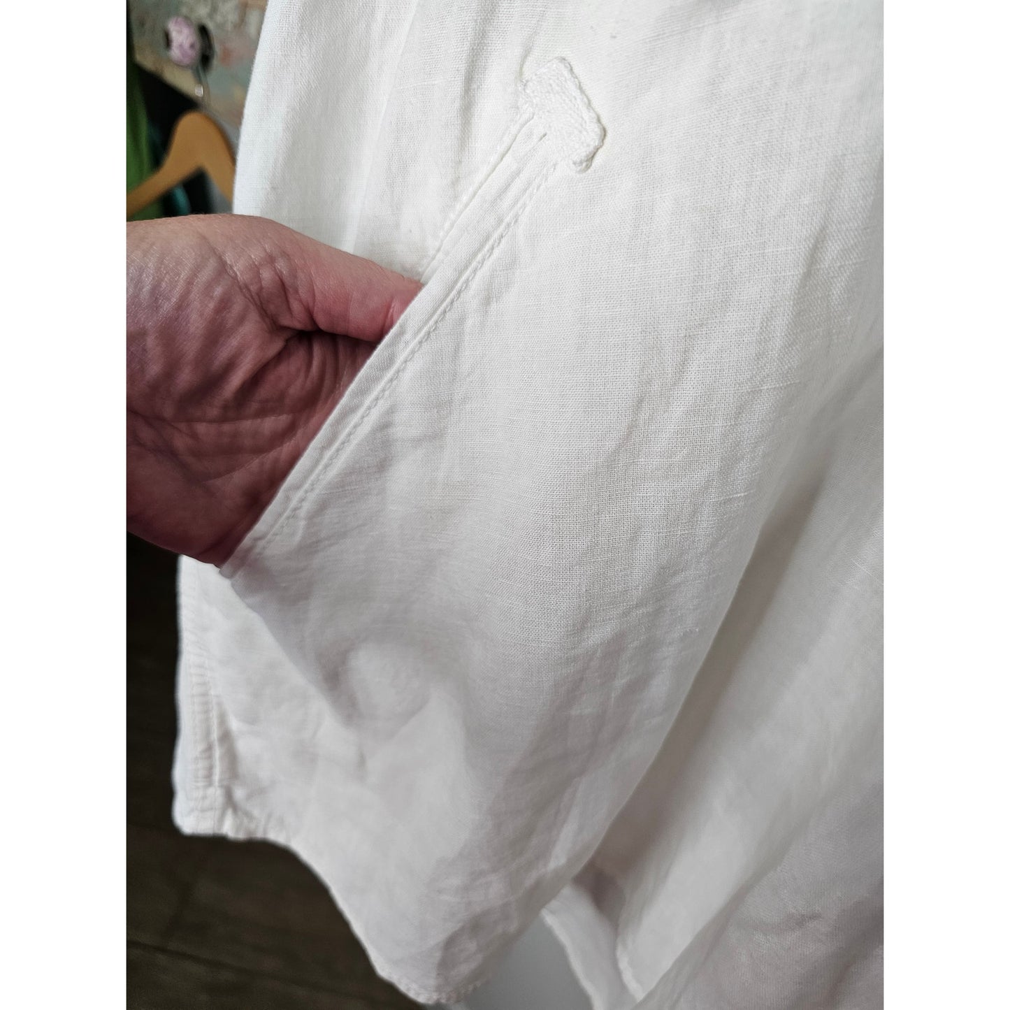 INC International White Linen Pullover Hoodie 1/3 Zip Ladies size XL