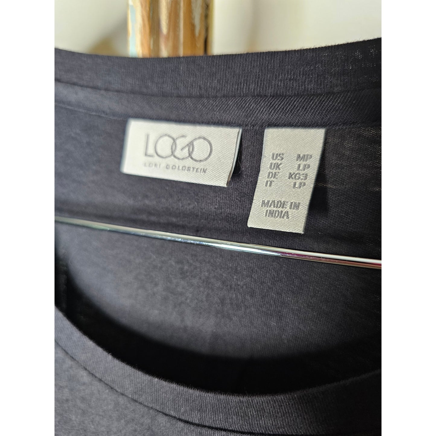 LOGO Lori Goldstein Black and Tan Sleeveless Midi Dress W/ Tie Dye size Medium